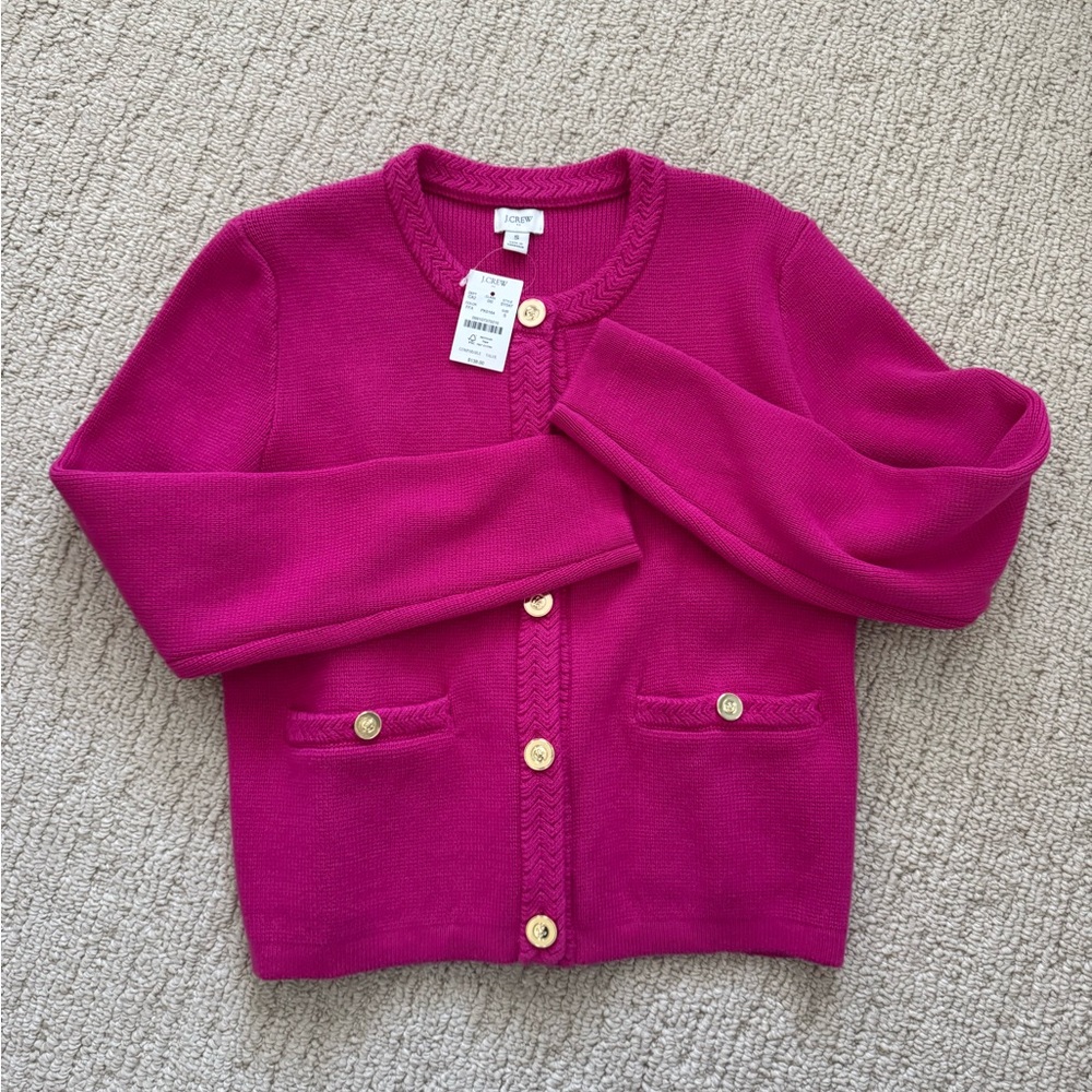 J. Crew Pink Cropped Cardigan Sweater